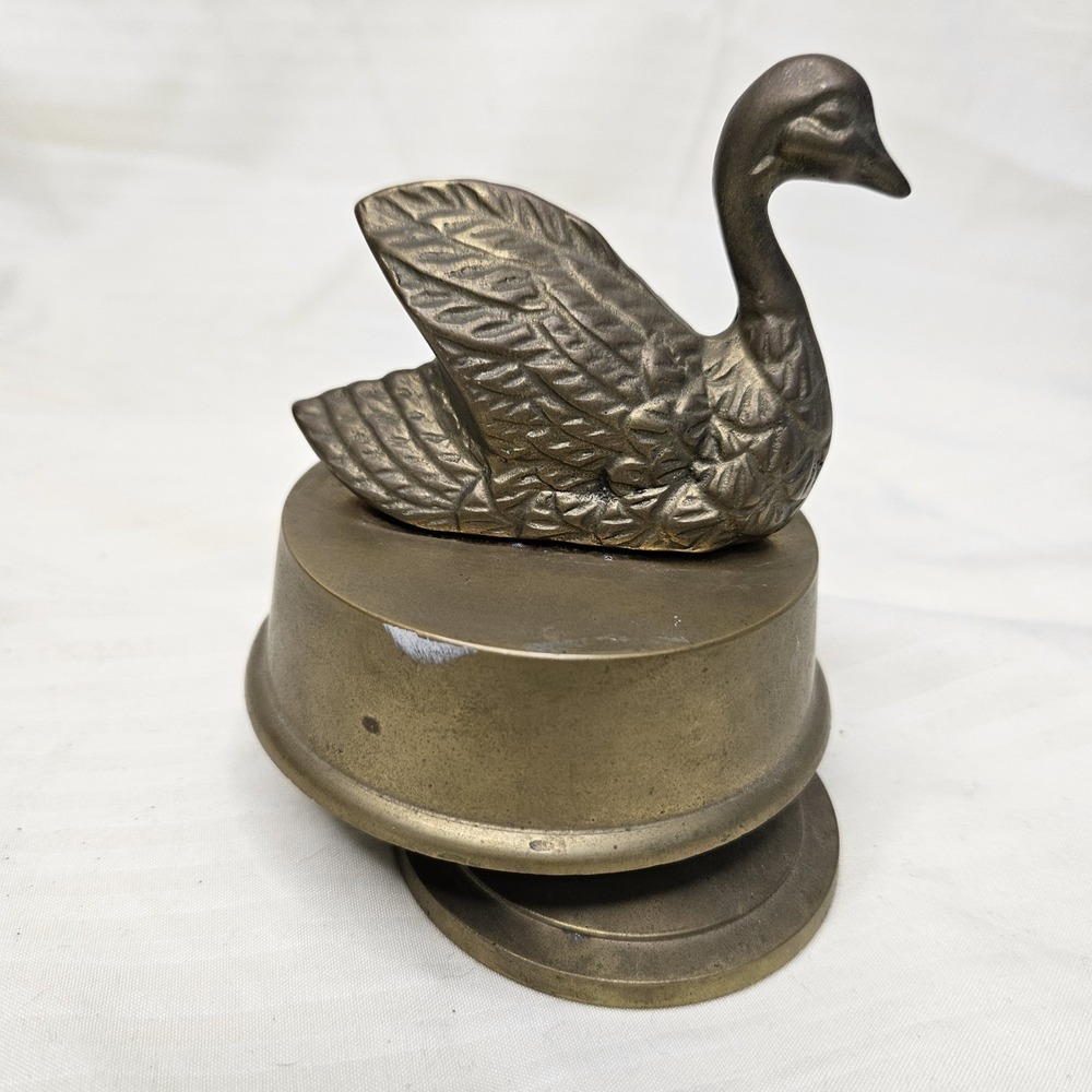 Vintage Solid Brass Swan Revolving Music Box